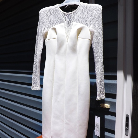 NWT White Calvin Klein Bodycon Mesh Lace MiniDress - Picture 1 of 8